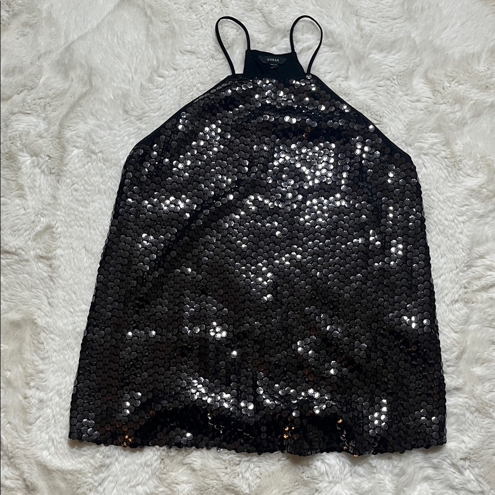 Guess Black Sequin Halter Top